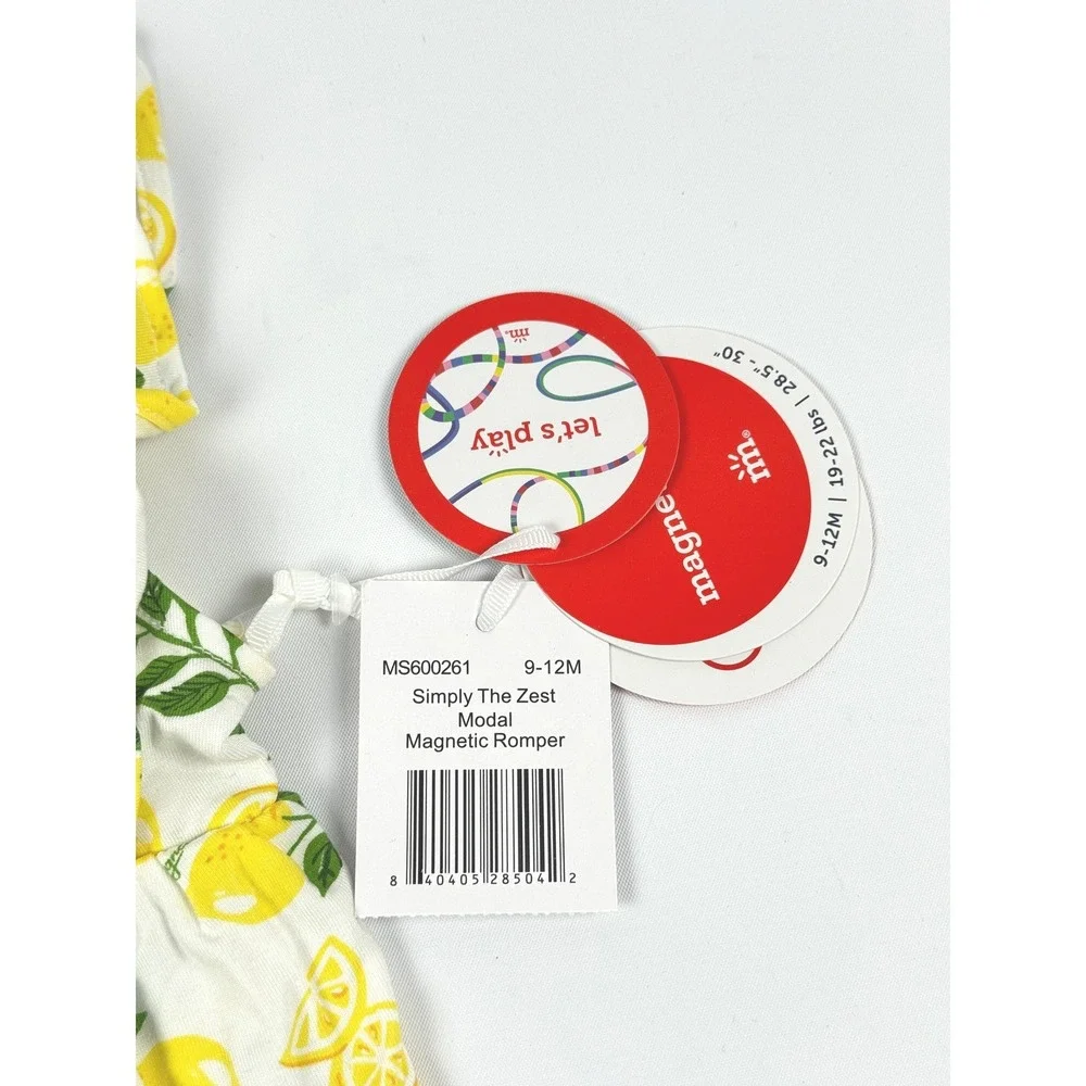Magnetic Me Simply The Zest Modal Magnetic Romper White Yellow 9-12M